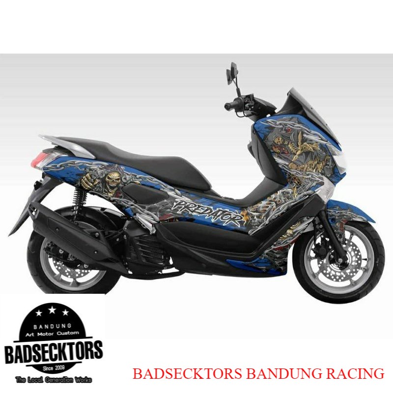 Sticker Decal yamaha NMAX Full Body Motif tengkorak Predator variasi biru keren