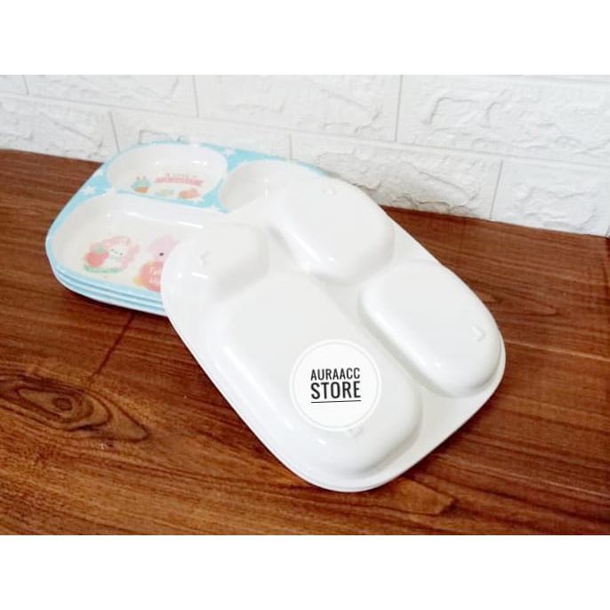 TERBARU 6PCS PIRING MAKAN SEKAT 4 BENTUK KOTAK BAHAN MELAMIN BPA FREE TERMURAH