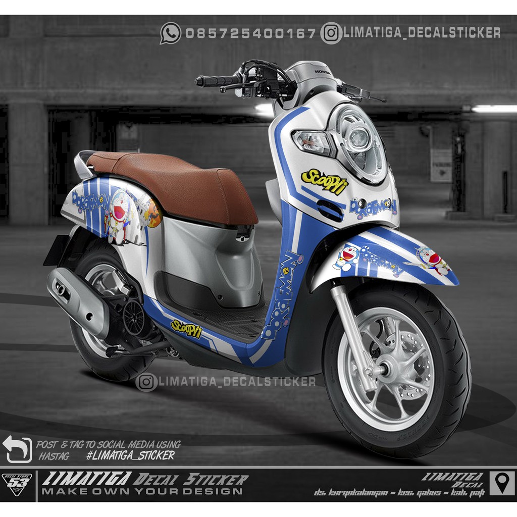 Stiker Dekal - Decal Stiker Scoopy Fi Tema doraemon lucu