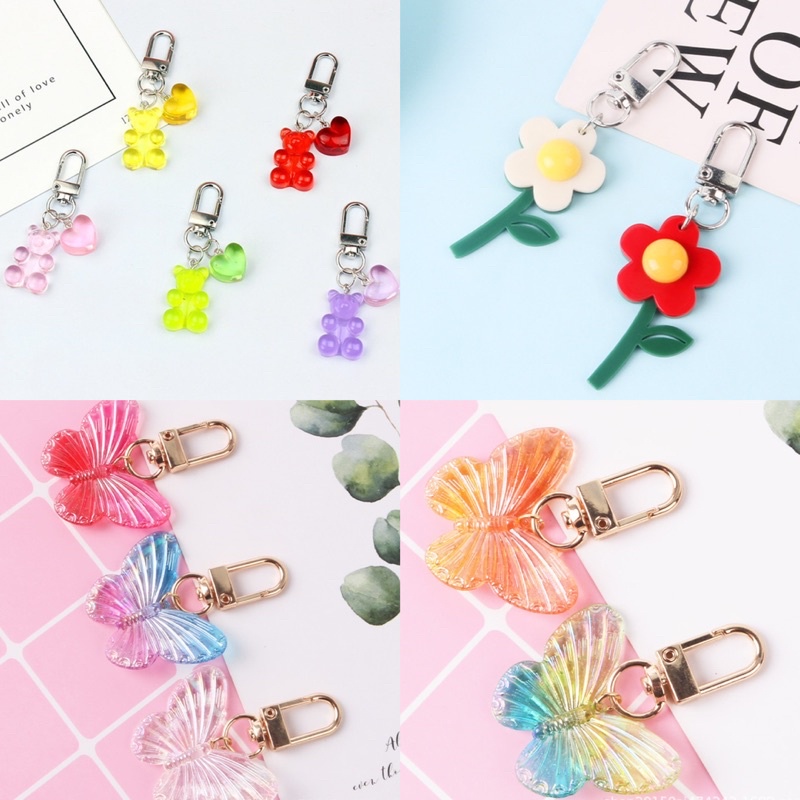 READY! Gantungan Ganci Casing Hp [AKRILIK BEAR / DAISY / BUTTERFLY] SEMUA CASE HP KEYCHAIN KEY CHAIN