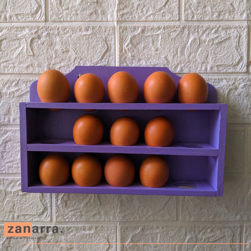 Rak Telor Tempat Telur dari Kayu di gantung di dapur warna Ungu Lilac Wadah Egg Rak Dapur