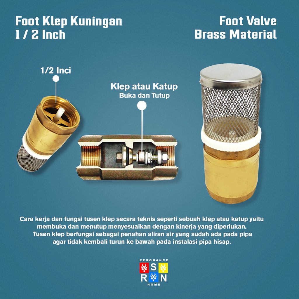 Foot Klep 1/2 Inci Kuningan / Saringan Tusen Pompa Resonance Home
