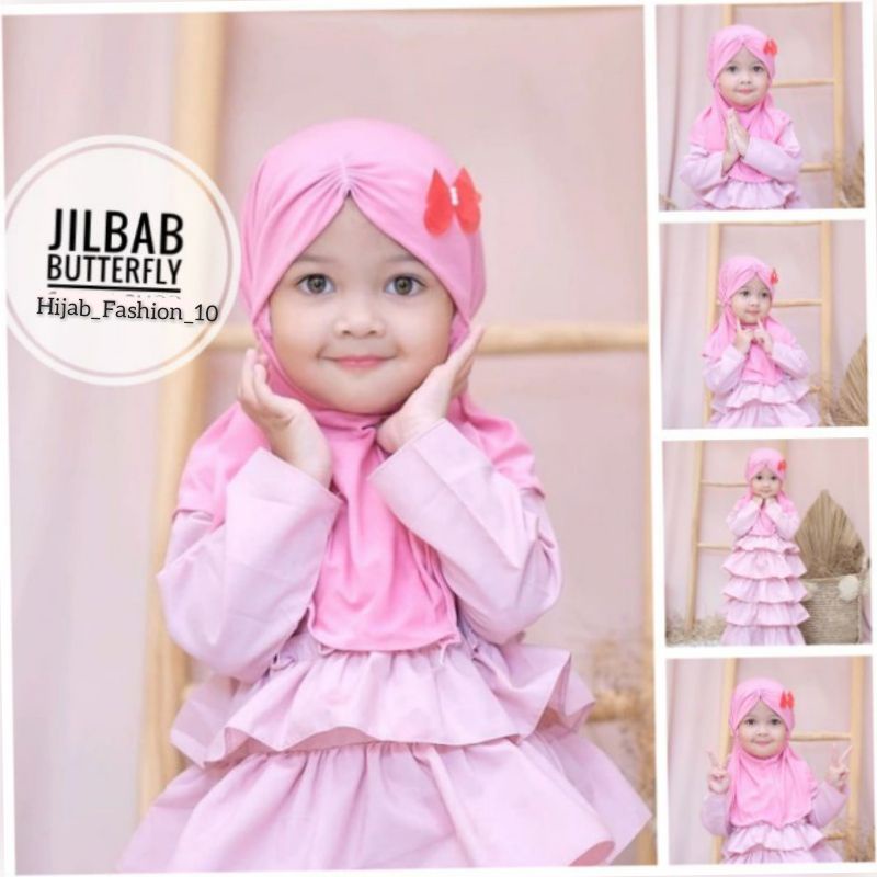 Jilbab Butterfly Anak Instan 0-3 Tahun Jersey Ballon Premium |Hijab Bayi Tk Lucu |Kerudung Sekolah Baby Sd Perempuan Newborn