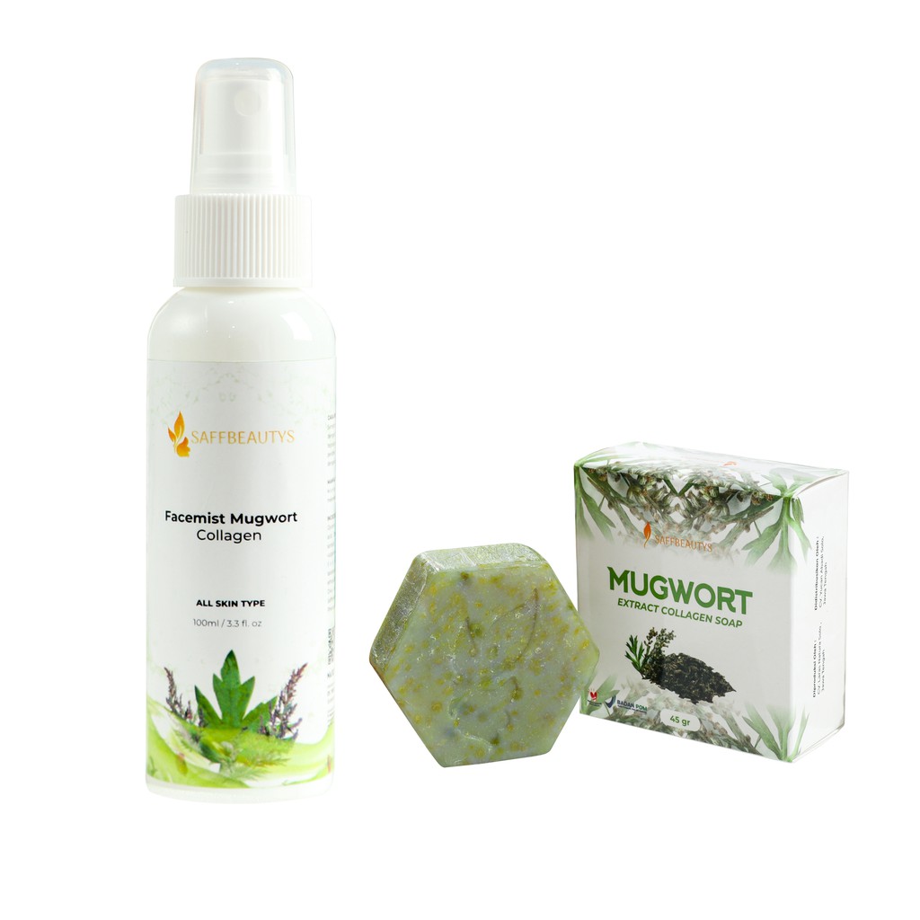 Saffbeautys Mugwort Series Acne Facemist Mugwort Collagen + Mugwort Collagen Soap