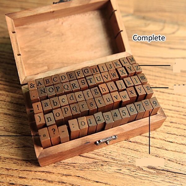 

Vintage wooden box alphabet number stamp cap stempel huruf angka aesthetic retro diy jurnal
