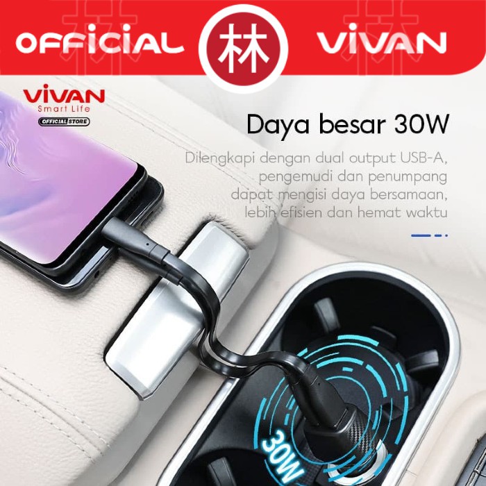 Vivan CC02Q 30W Dual Port USB-A 3A Quick Charge 3.0 Car Charger