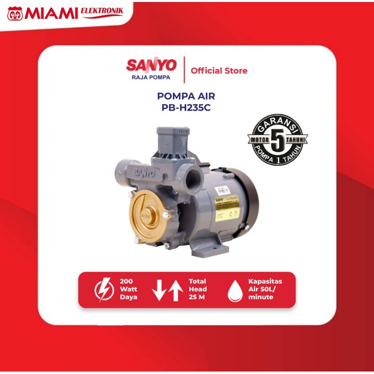 SANYO PB-H235C / PBH235C Mesin Pompa Pendorong Air Otomatis - Booster Pump