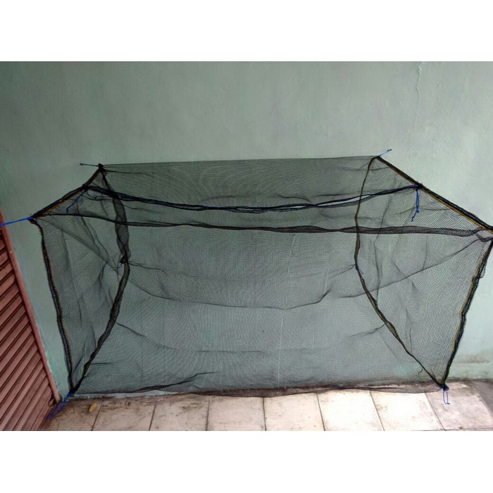 Hapa Ikan 1x60x85 tutup sekat 2 Hitam RK Waring Jaring kelambu Tambak