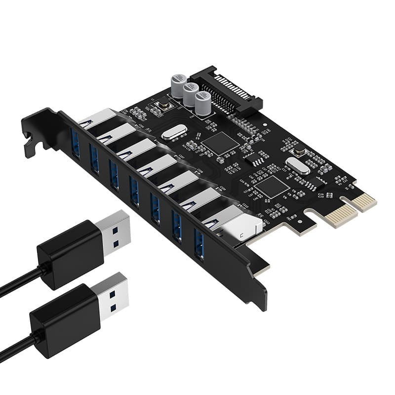 ORICO 7 Port USB3.0 PCI-E Expansion Card with Dual Chip - PVU3-7U