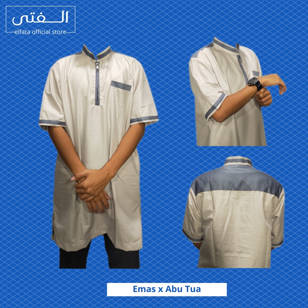 GAMIS LENGAN PENDEK DEWASA GAMIS BAJU SHOLAT PRIA POLOS DAN VARIASI – GAMIS KATUN MINYAK