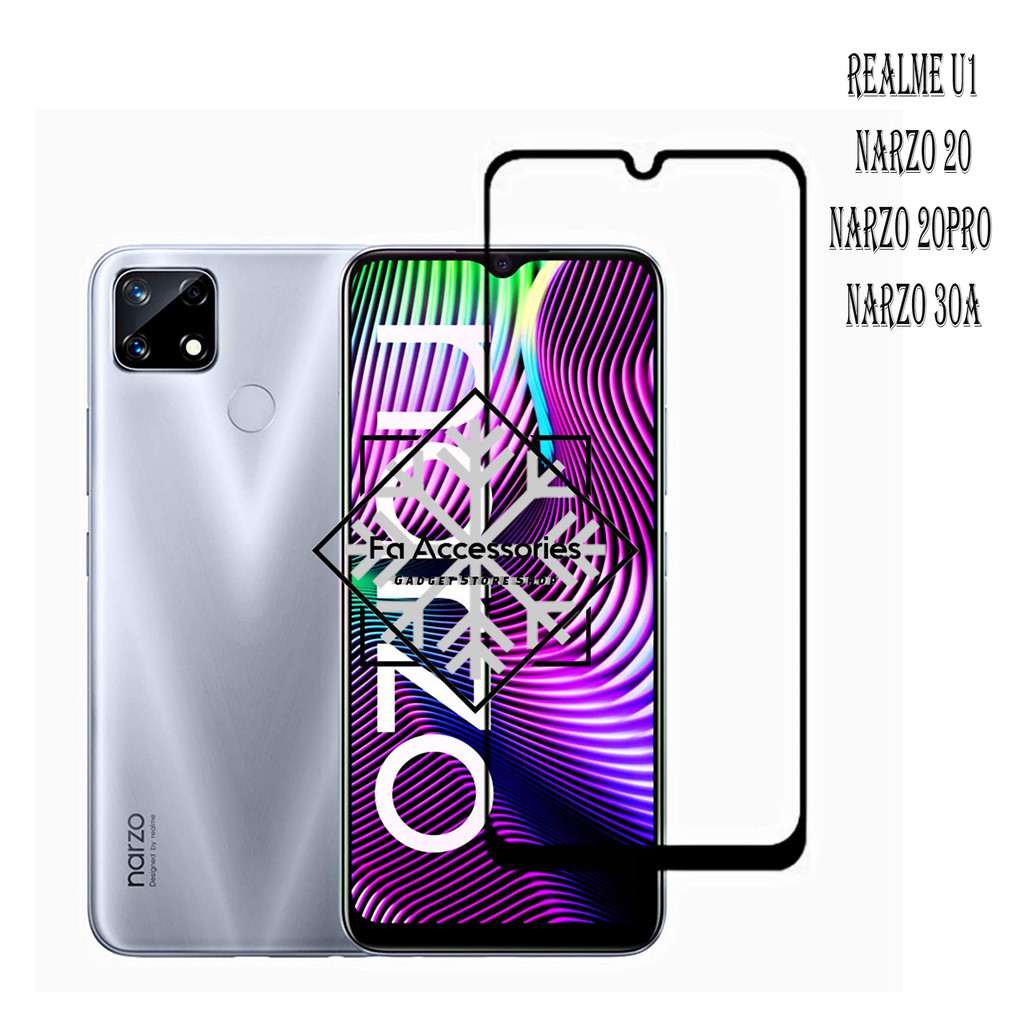 Tempered glass 5d full lem REALME U1 NARZO 20 20pro 30 30A 50a 50i 5G PRIME i a pro HITAM screen antigores kaca