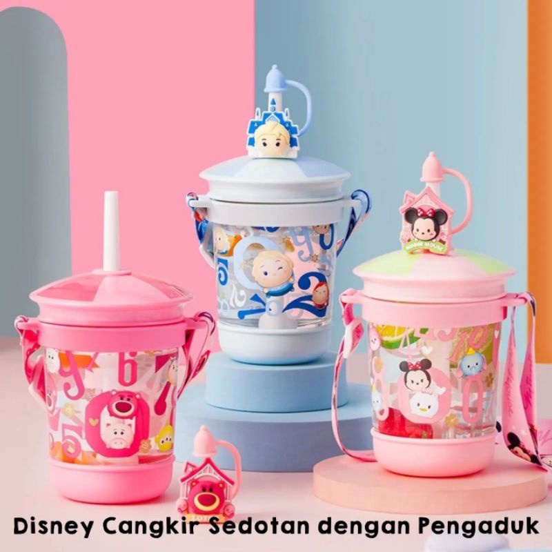 Disney Tumbler / Cangkir Sedotan dengan Stir Pengaduk WD 4470 / Botol Minum Disney