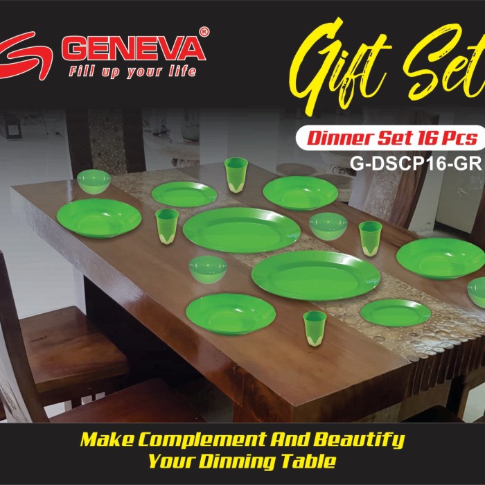 Peralatan Makan Dinner Set 16 pcs Piring Mangkok Gelas (AS) Semi Melamine GENEVA