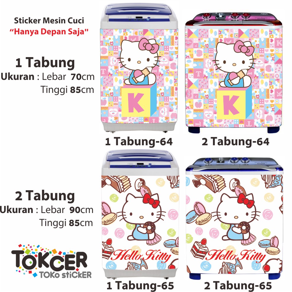 Stiker Mesin Cuci Motif Hello Kitty