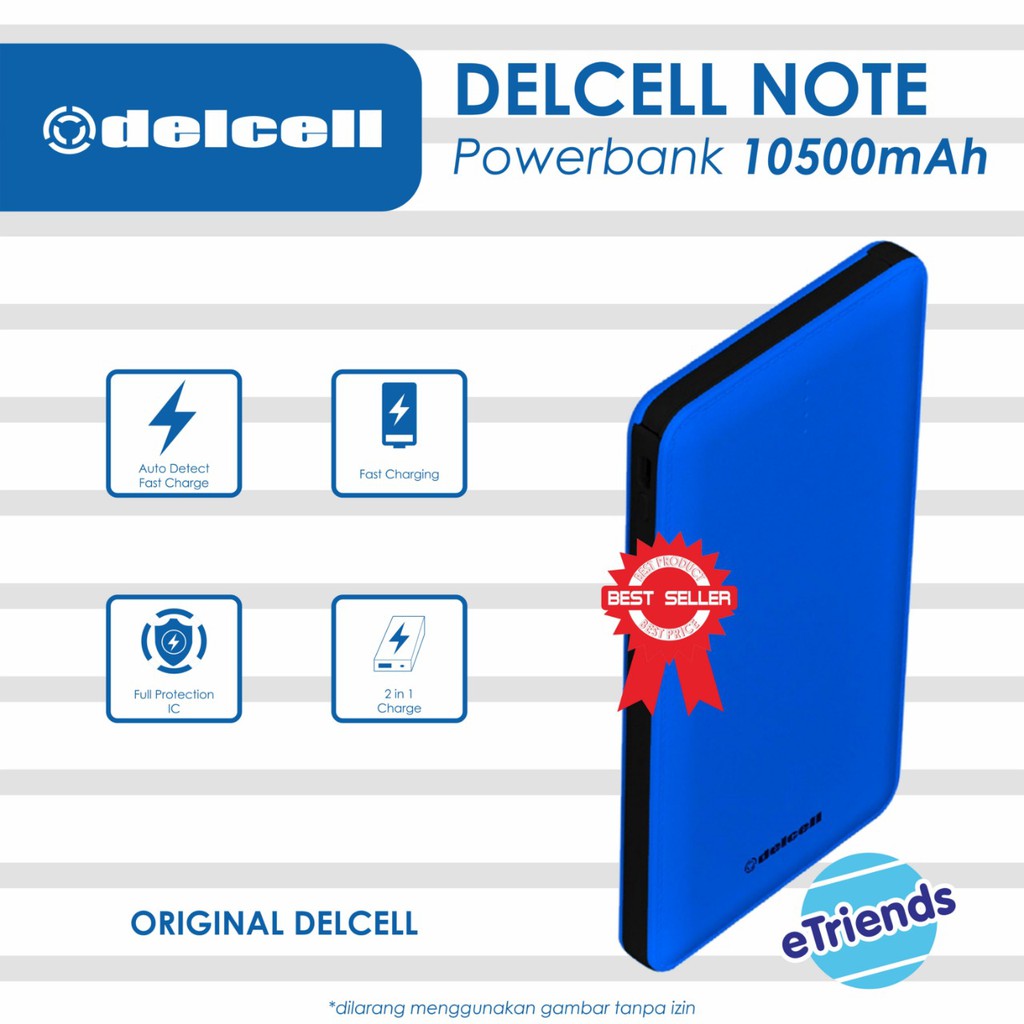 DELCELL NOTE POWERBANK 10500 MAH GARANSI RESMI