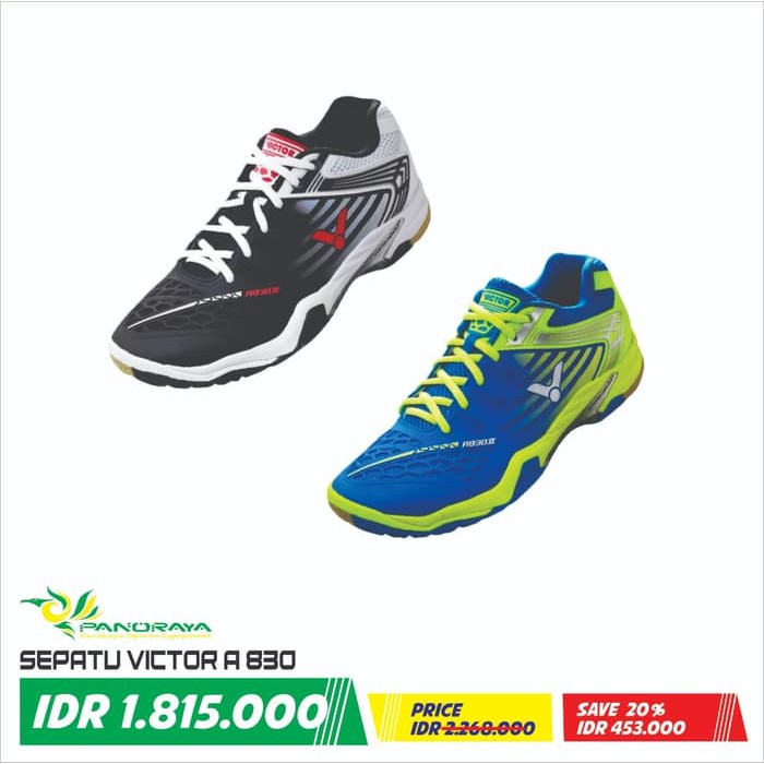 Sepatu Badminton Bulutangkis Victor A830II A 830 II 100% Original - Hitam