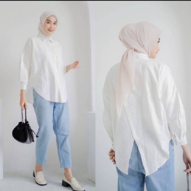 kemeja linen nelka shirt / kemeja wanita oversize terbaru