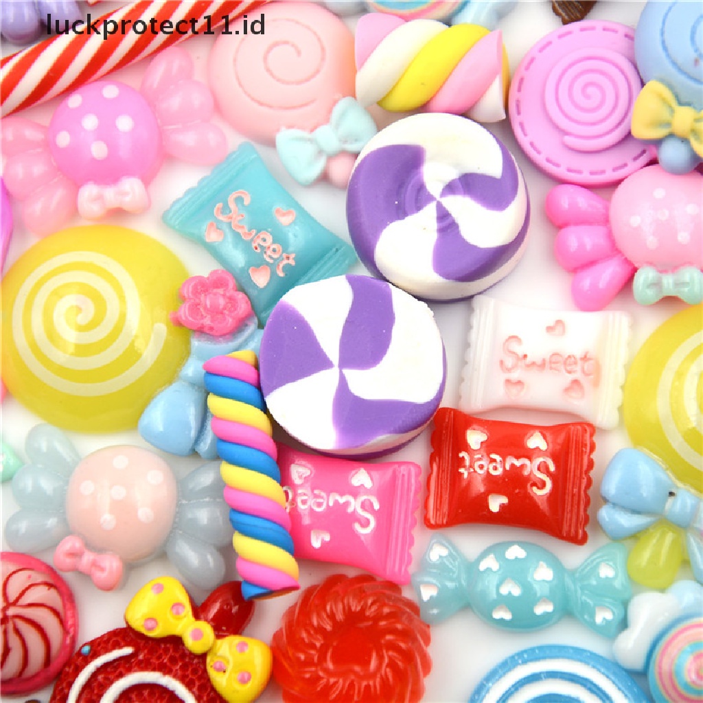 //HG&amp;ID// 10Pcs DIY Phone Case Decor Crafts Miniature Resin Lollipop Candy Dollhouse Food Supply .