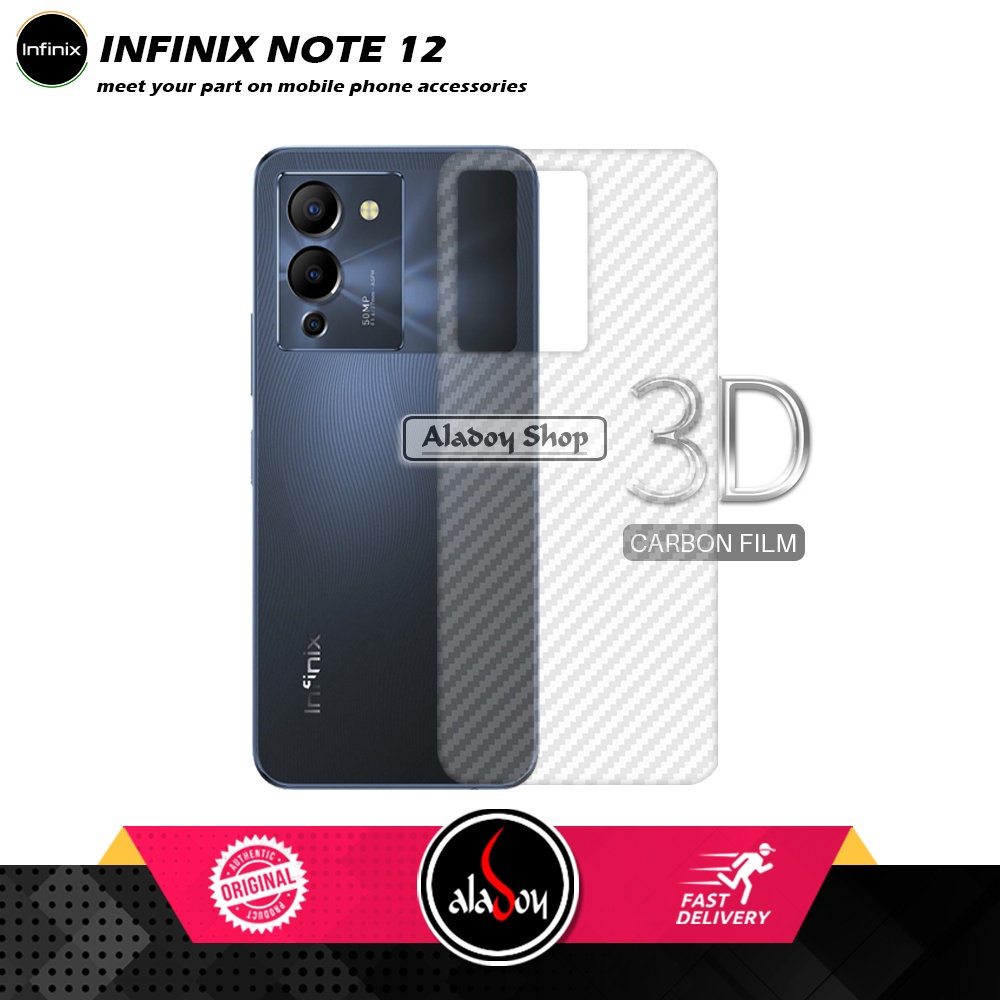 Case Infinix Note 12 2022 Armor Fushion Transparent Casing + Tempered Glass Full Layar dan Skin Carbon