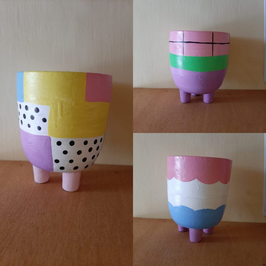 Pot Lukis Berkaki/ Pot gerabah/ Pot teracota kaktus dan sukulen