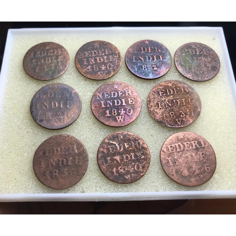 Koin Kuno 10Pcs Nederland Indie Tahun 1800an Asli Harga Untuk Semuanya