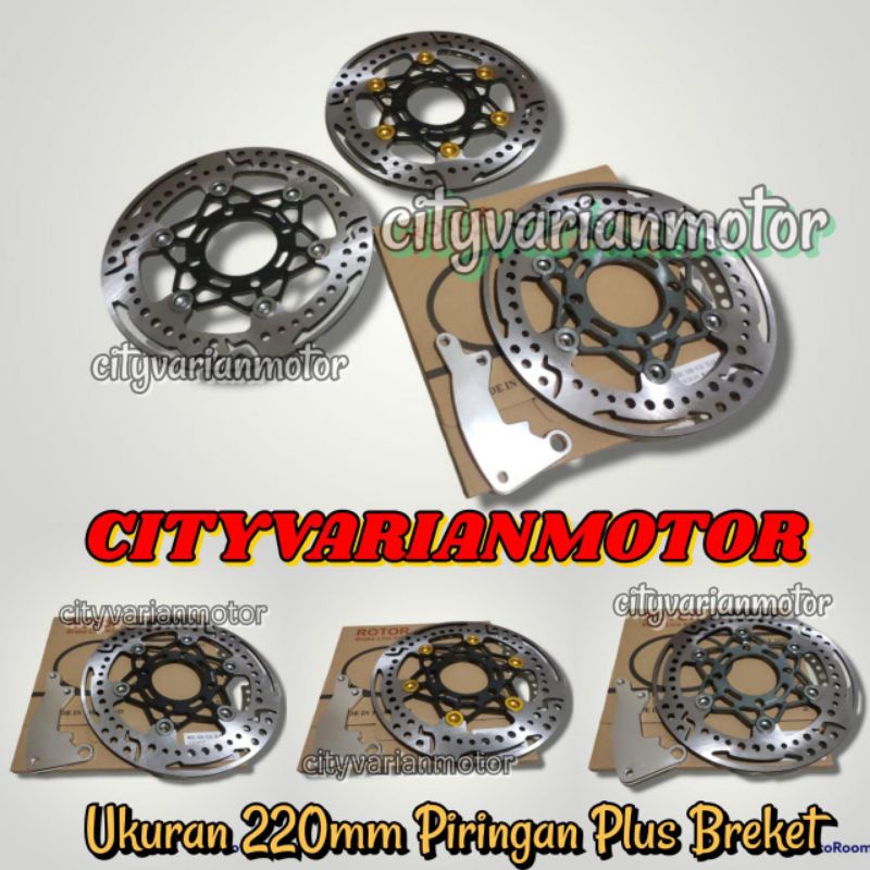 Disk Disc Brake Piringan Cakram Depan Rotor Coak 220MM Plus Breket Kaliper Standar 220MM Vario Beat Scoopy