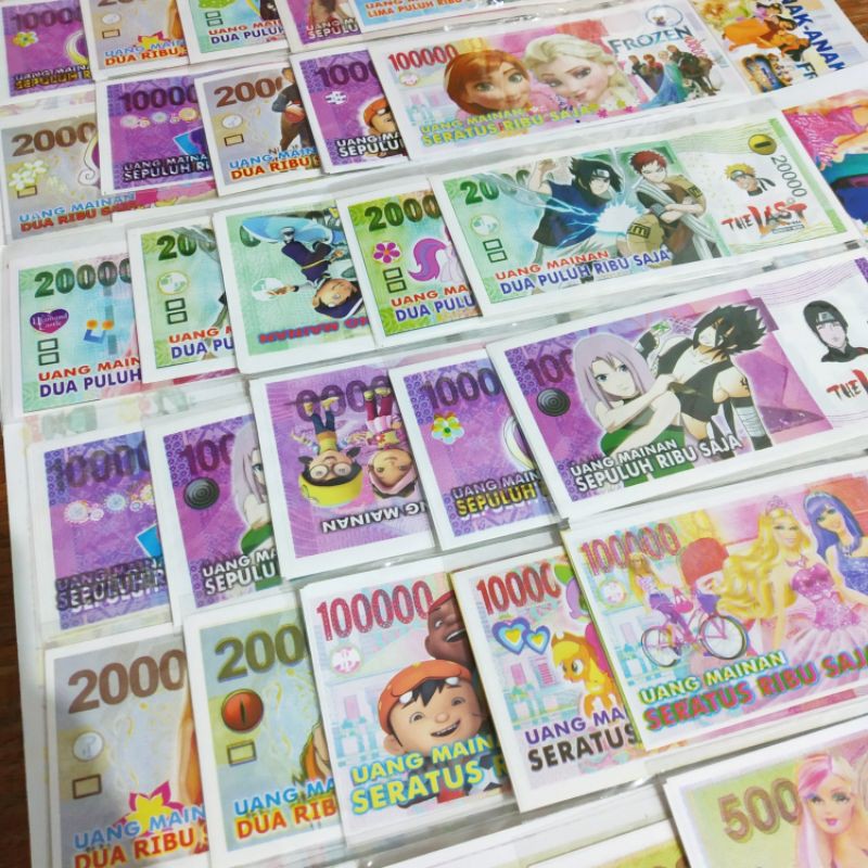 Uang Mainan Anak-Anak dengan Gambar Karakter (Cocok untuk Bermain & Belajar Berhitung)