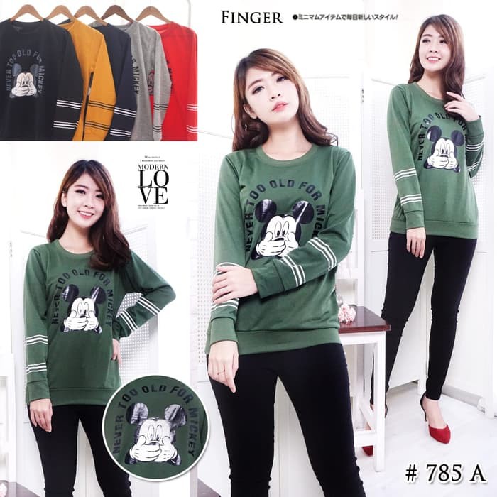 JakartaFashion - sweatshirt babyterry sablon mickey baju hangat atasan fashion lengan panjang keren