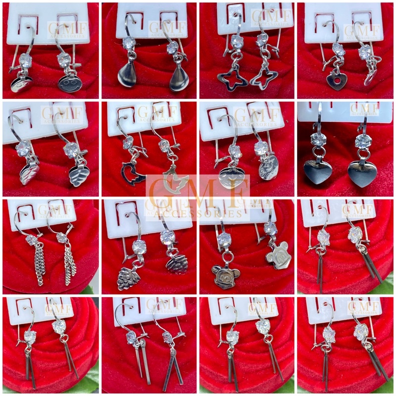 Anting Monel Permata Diamond Bentuk Bulat Ada Bandulnya Gambar Boneka Banyak Macam Anting Anak-Anak Dewasa Permata Swarovski Anti Karat Stainless Steel