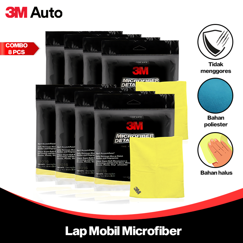 3M Auto Kain Lap Mobil COMBO 8 Pcs Microfiber Detailing Cloth Cleaning Bebas Noda CMB08-3M-39016