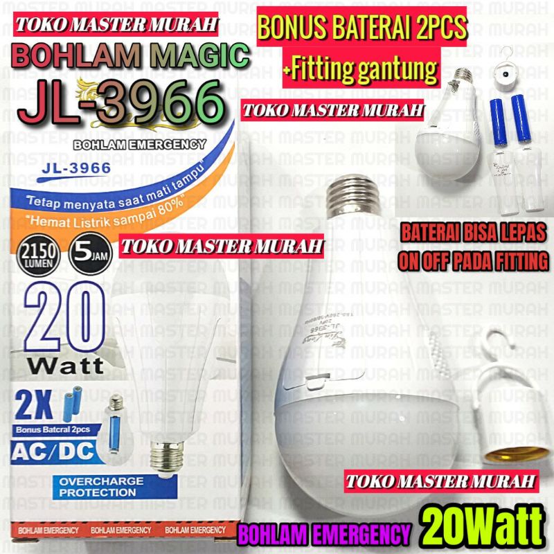 Bohlam Jenius Lampu Magic Emergency LED Hemat Listrik On Off 20watt 20W 15W 15Watt