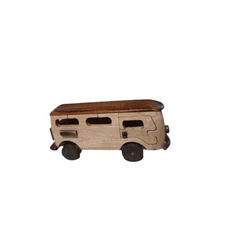 MINIATUR KAYU VW BUS TAYO UKURAN MINI 13x5x6 cm - MAINAN EDUKATIF ANAK - PAJANGAN DEKORASI RUMAH