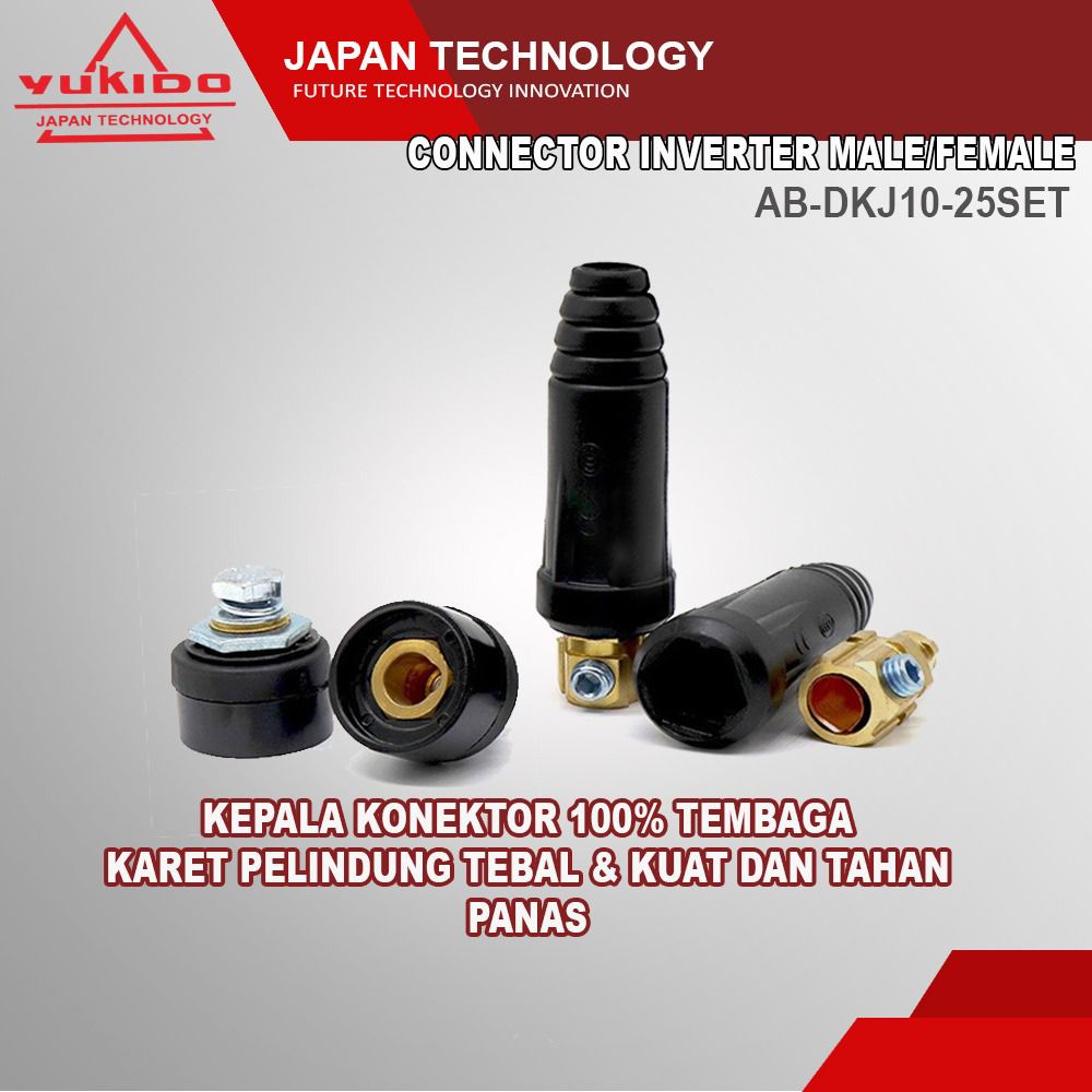 YUKIDO JAPAN Kabel Konektor Male Connector Las 10 - 25 mm bisa untuk semua merk Mesin Las