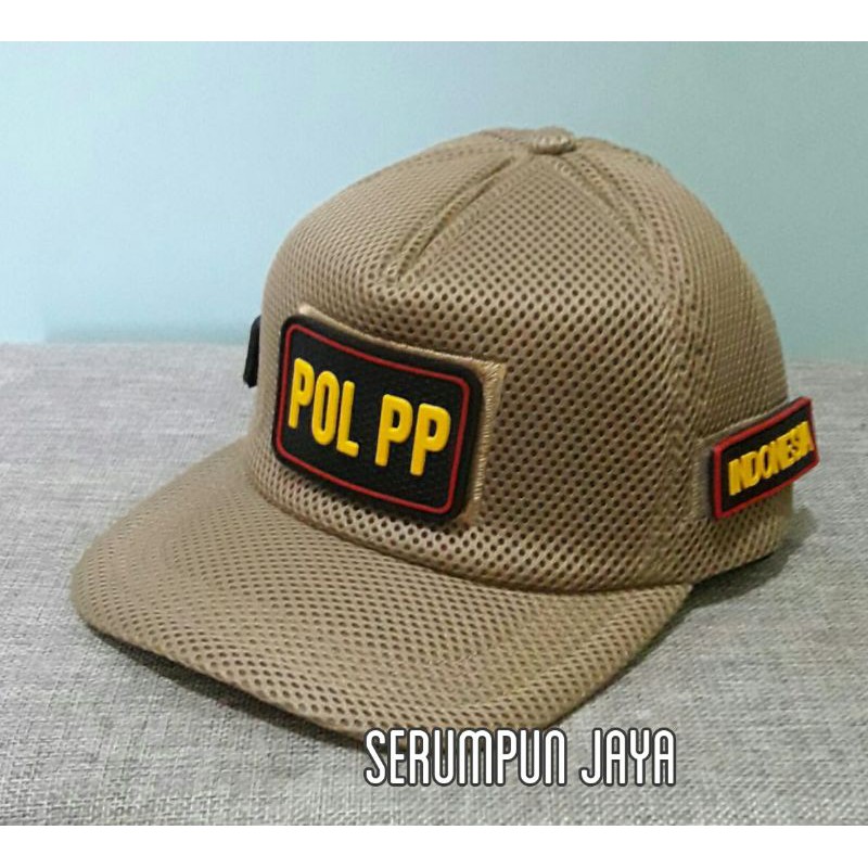 TOPI SATPOL PP - TOPI POL PP - TOPI POL PP JARING DOUBLE MESH 3PATCH VELCRO KREM