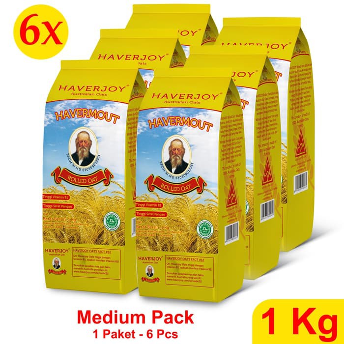 

Haverjoy Medium Pack Rolled Oats 1 kg - 6 pcs
