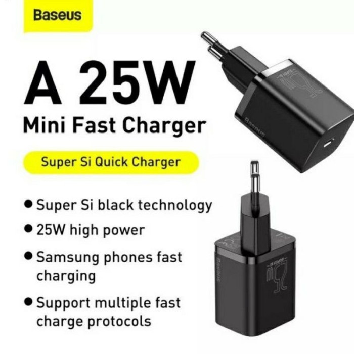 BASEUS 25W Charger Type C PD QC 3.0 Quick Fast Charging + Kabel Type C Charger Samsung Android