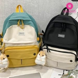 HANABI - Tas ransel sekolah TWO COLOUR Tas kekinian tas casual TANPA BONEKA