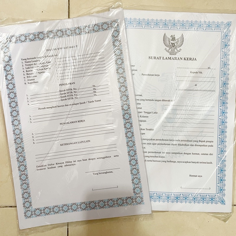 [1PACK=100]DAFTAR RIWAYAT HIDUP ISI 100 LEMBAR- SURAT LAMARAN KERJA ISI 100LEMBAR