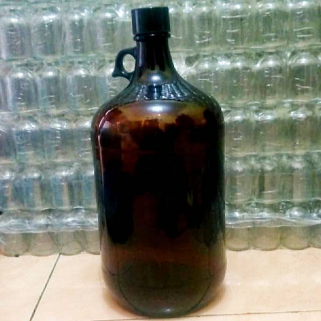 botol kaca coklat 4 liter/botol unik