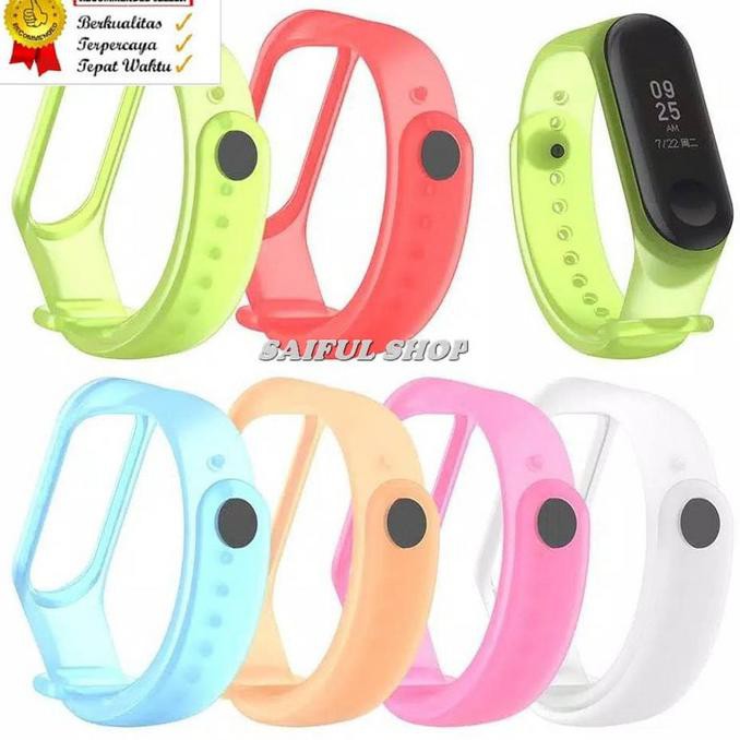 WATCH BAND BRACELET STRAP XIAOMI MI BAND 3 RUBBER SILIKON TRANSPARAN 2807