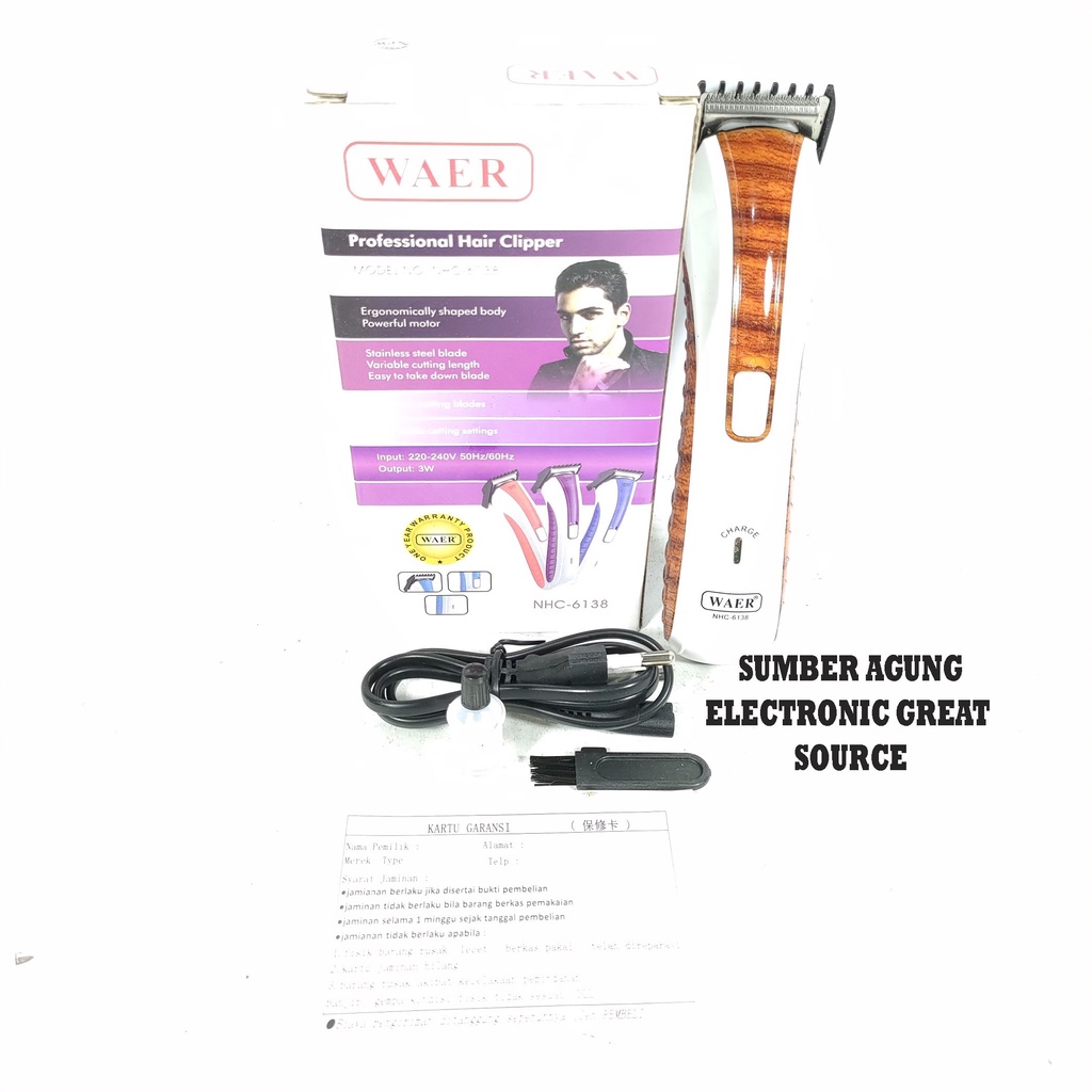 Waer Clipper Cas Cukur Rambut Charge NHC6138 6138 Baterai Isi Ulang