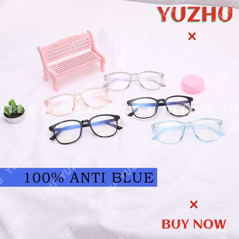 (YUZHU) Bayar di Tempat Korean Design Retro Gaya Frame Kacamata Wanita/Pria Transparent Eyeglasses