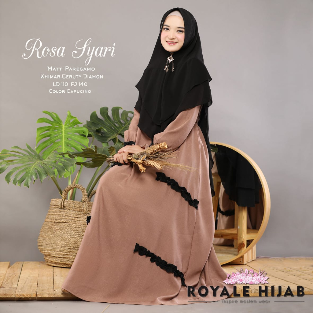 GAMIS ROSA SYAR'I ORI BY ROYALE HIJAB SET KHIMAR CERUTI