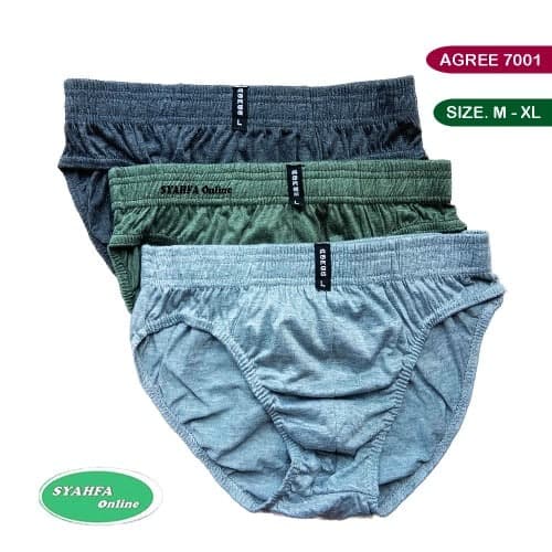 Agree Sport- 3 pcs Celana Dalam Pria Bahan Katun anti bakteri art 7001