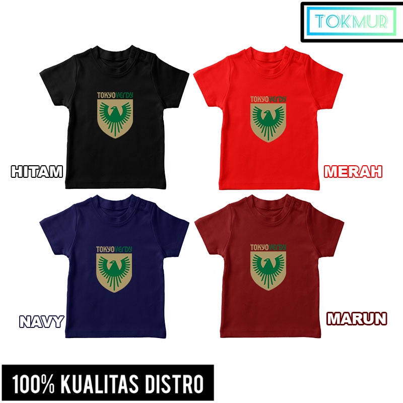 Baju Kaos Anak Laki Laki Tokyo Verdy Crest Single-line Vertical Lockup Logo Klub Sepak Bola Jepang K