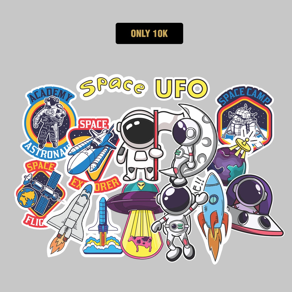 15pcs STIKER - SPACE UFO - STIKER AESTHETIC LAPTOP, AKSESORIS HP, ANTI AIR, MOTIF,HELM.