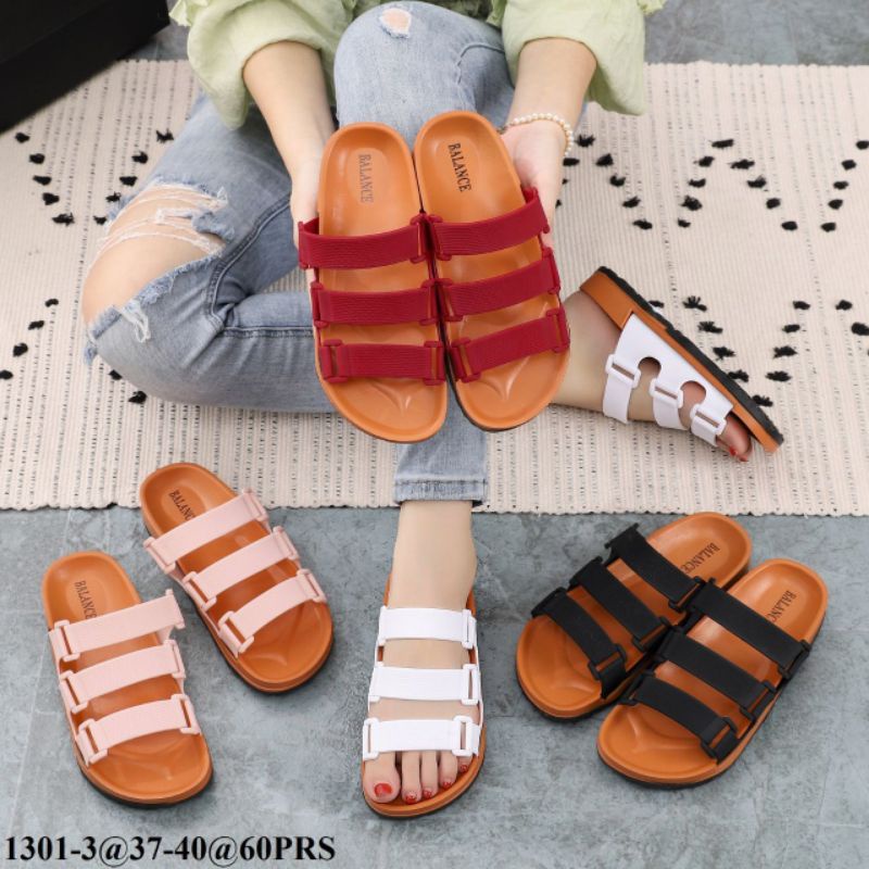 sandal balance 1301-3 BAN 3 sandal jelly wanita motif strip 3