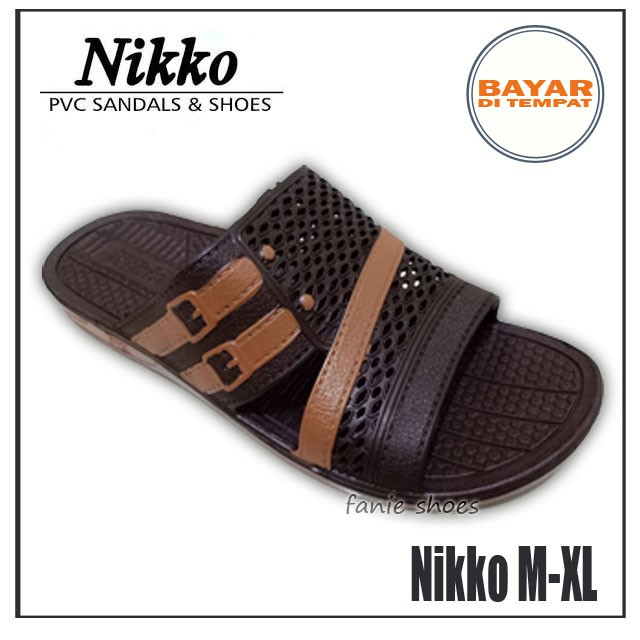 Nikko 8128 M-XL 38-43 Sandal Selop Coklat M-XL / Sandal Karet PVC Laki Murah