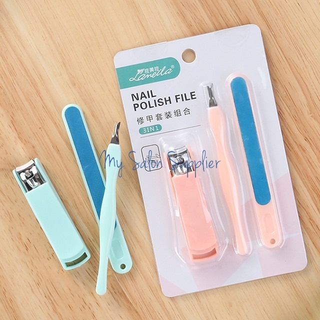 Manicure Pedicure Set isi 3 Gunting Kuku + Kikir Kuku + Kutikula Nail Polish File F0106