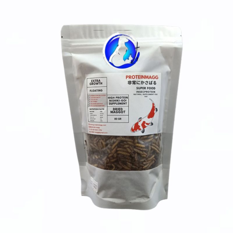 Proteinmagg Dried Maggot 80gr Maggot Kering Pakan Makanan Ikan Burung Sugar Glider